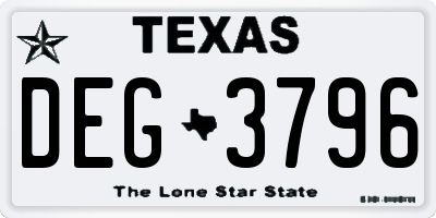 TX license plate DEG3796
