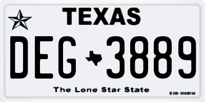 TX license plate DEG3889