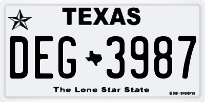 TX license plate DEG3987