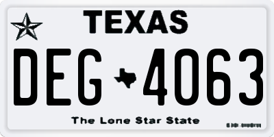 TX license plate DEG4063