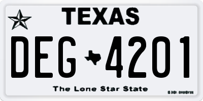 TX license plate DEG4201