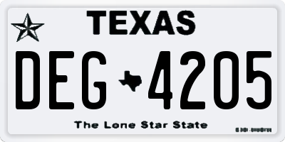 TX license plate DEG4205