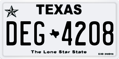 TX license plate DEG4208