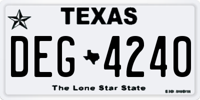TX license plate DEG4240