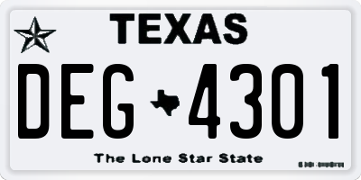 TX license plate DEG4301