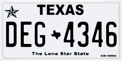 TX license plate DEG4346