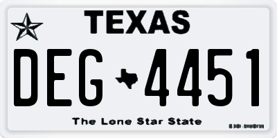 TX license plate DEG4451