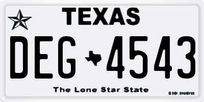 TX license plate DEG4543