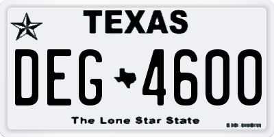 TX license plate DEG4600