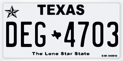 TX license plate DEG4703