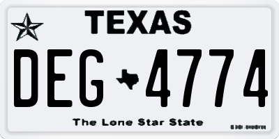 TX license plate DEG4774