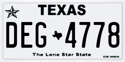 TX license plate DEG4778