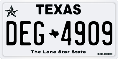 TX license plate DEG4909