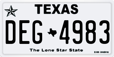 TX license plate DEG4983