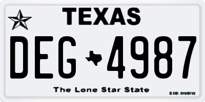 TX license plate DEG4987
