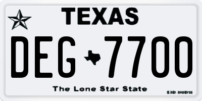 TX license plate DEG7700