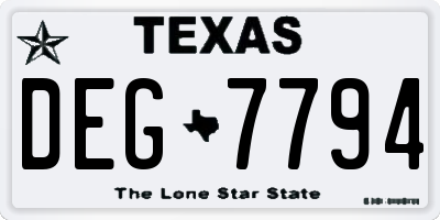 TX license plate DEG7794