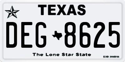 TX license plate DEG8625