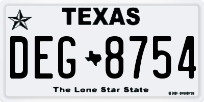 TX license plate DEG8754