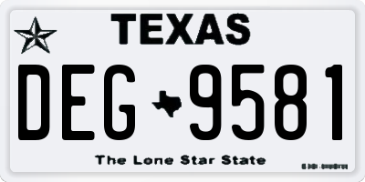 TX license plate DEG9581