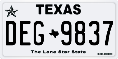 TX license plate DEG9837