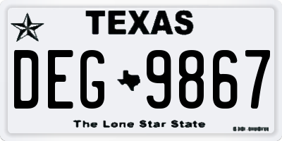 TX license plate DEG9867