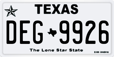 TX license plate DEG9926