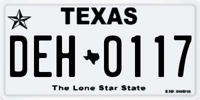 TX license plate DEH0117