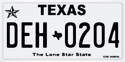 TX license plate DEH0204