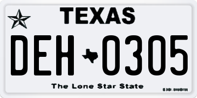 TX license plate DEH0305