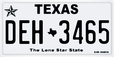TX license plate DEH3465