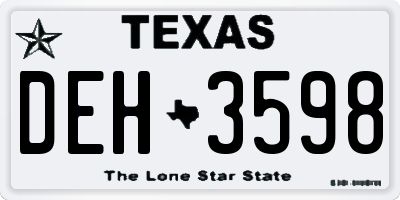 TX license plate DEH3598