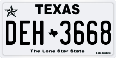 TX license plate DEH3668