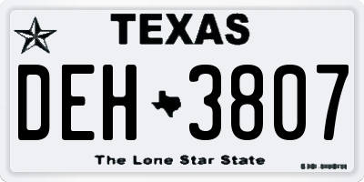 TX license plate DEH3807