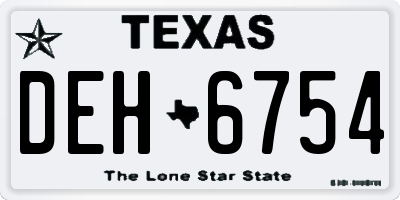 TX license plate DEH6754