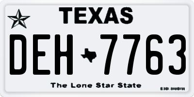 TX license plate DEH7763