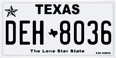 TX license plate DEH8036