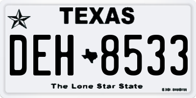 TX license plate DEH8533