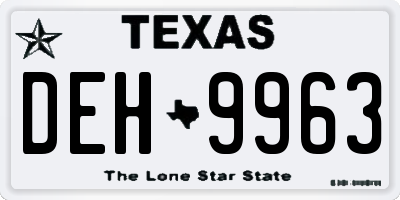 TX license plate DEH9963