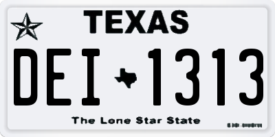 TX license plate DEI1313