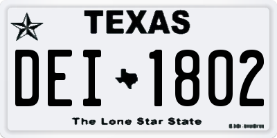 TX license plate DEI1802