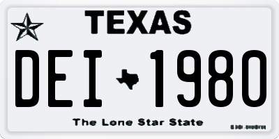 TX license plate DEI1980