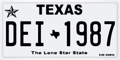 TX license plate DEI1987