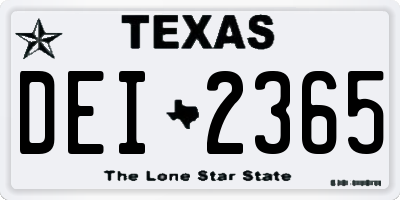 TX license plate DEI2365