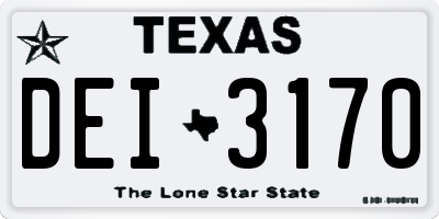 TX license plate DEI3170