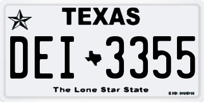 TX license plate DEI3355