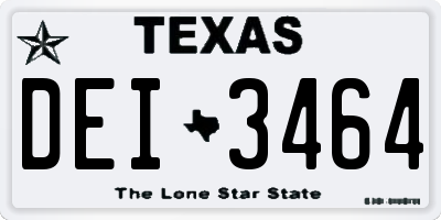TX license plate DEI3464
