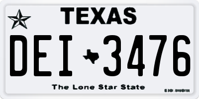 TX license plate DEI3476