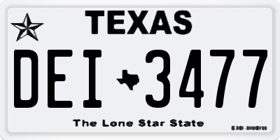 TX license plate DEI3477
