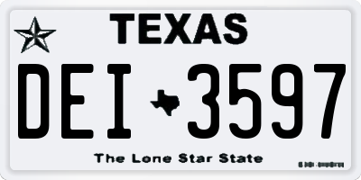 TX license plate DEI3597